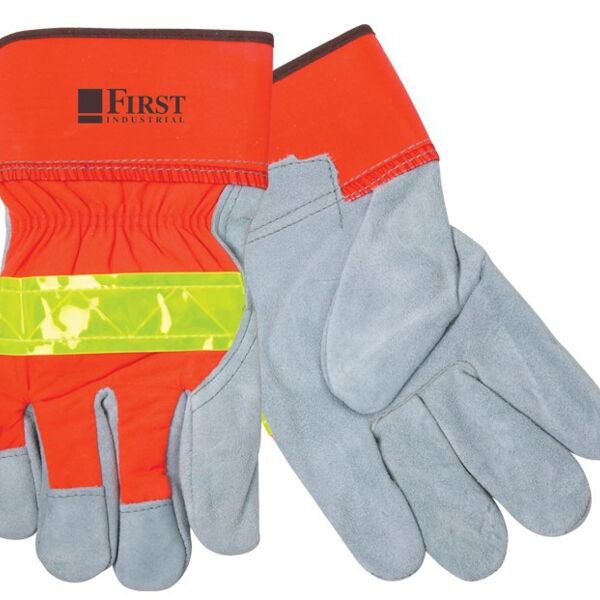 Hi-Viz Leather Gloves w/Safety Cuffs Thumbnail